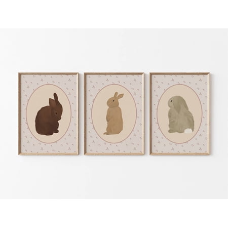 Bunny Nursery Print Cute Bunny Print Bunny Nursery Art Girl s Room Woodland Floral Poster Only