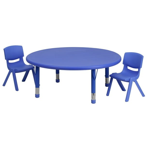 Flash Furniture 45'' Round Blue Plastic Height Adjustable Activity