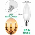 thumbnail image 2 of Small E14 Edison Screw LED Light Bulbs Equivalent to 40W Halogen Bulb C37 400LM 3000K Warm White Pack of 6, 2 of 4