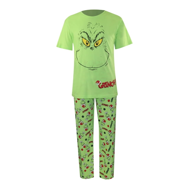Pijama The Grinch para Hombre, Familias Navideñas Verde Talla EEG, 2 Piezas