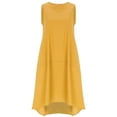 thumbnail image 1 of Gibobby Vestidos para Mujer Casuales Falda larga de cuello redondo de verano para mujer, sin mangas, de tamaño, suelta, de Color sólido, larga, chaleco (Amarillo,G), 1 of 4