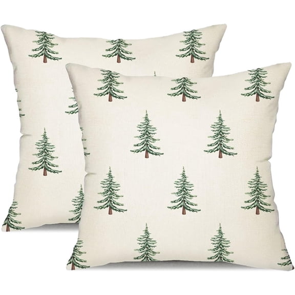 Christmas Pillow Covers 16x16 inch Set of 2 Christmas Tree Decorative White Throw Pillow Covers Winter Famliy Decoration for Home Couch TH-30B16