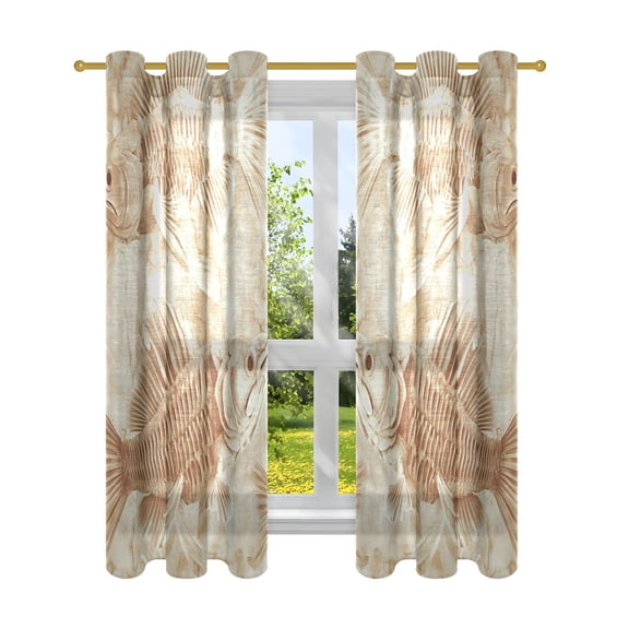 Window Curtain Panels Cotton Linen Decorative Curtains - Symmetrical Fish BoneWindow Shade Backdrops for Home Office Sunroom Country House