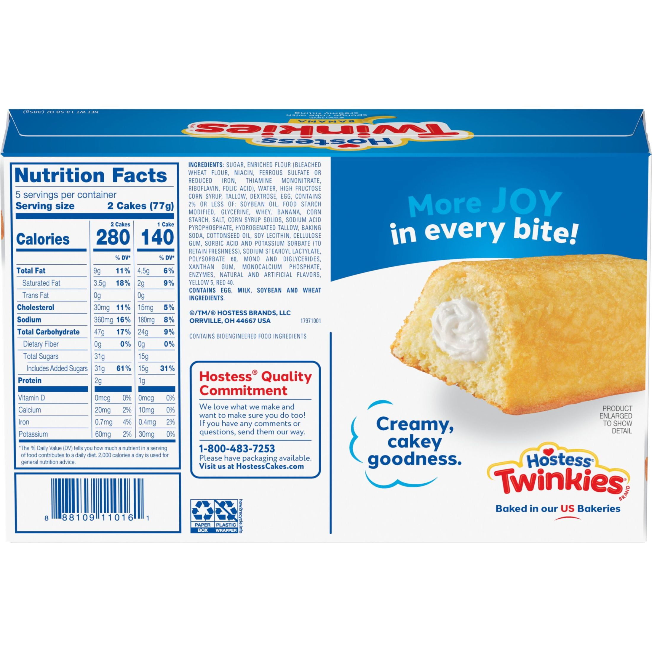 Hostess Twinkies Snack Cakes, Golden Sponge Cake with Banana Artificially Flavored Filling, 13.58 oz Box (10 Count)