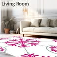 thumbnail image 2 of ODIKA 2'x3' Machine Washable Non-Slip Area Rug, Nordic Snowflake Medallion with Frosted Silver Accents and Subtle Filigree High Traffic Rug with Pad, Pink, 639667, 2 of 8