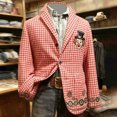 thumbnail image 2 of IWRICH Men's Mardi Gras Corduroy Printed Blazer Carnival Casual Holiday Suit Jacket Rave Party Holiday Coat with Pocket 12-Red XL, 2 of 5