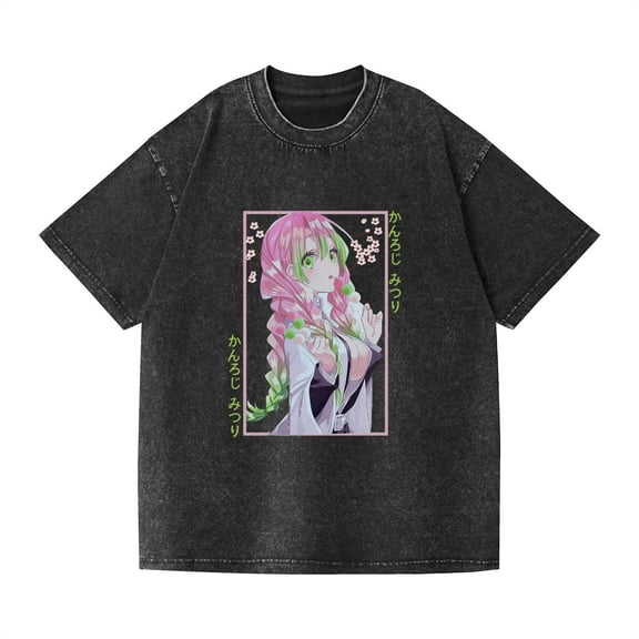 Duoxingbao Hot selling retro washed T-shirt hip hop anime demon slayer casual cotton summer short sleeve