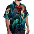 thumbnail image 2 of Mermaid Men's Short Sleeve Poplin Shirt, Casual Printed Button Down, Summer Beach Hawaiian Shirts, Unisex, 2 of 6
