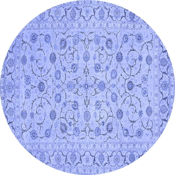 Ahgly Company Machine Washable Indoor Round Persian Blue Traditional Area Rugs, 7' Round