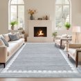 thumbnail image 1 of Washable Area Rug for Living Room, Solid Neutral Non Slip Large Rug with Rubber Backing, Low Pile Stain Resistant Modern Carpet for Bedroom Dining Room, 2×6 ft to 10×13 ft, Camel Gray Blue Black, 1 of 8