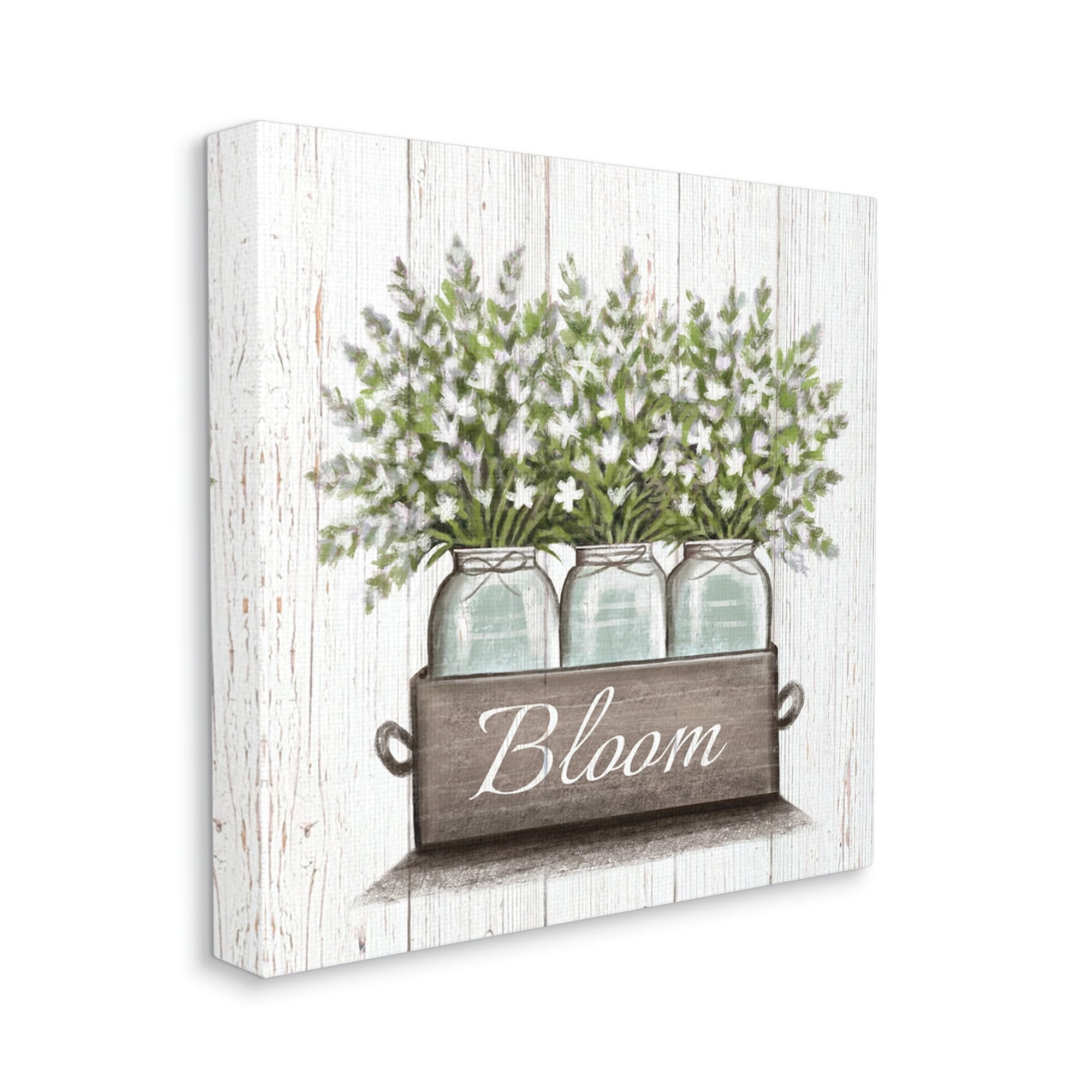 Stupell Industries White Wildflowers in Jars Bloom Sentiments,30 x 30,Designed by Elizabeth Tyndall