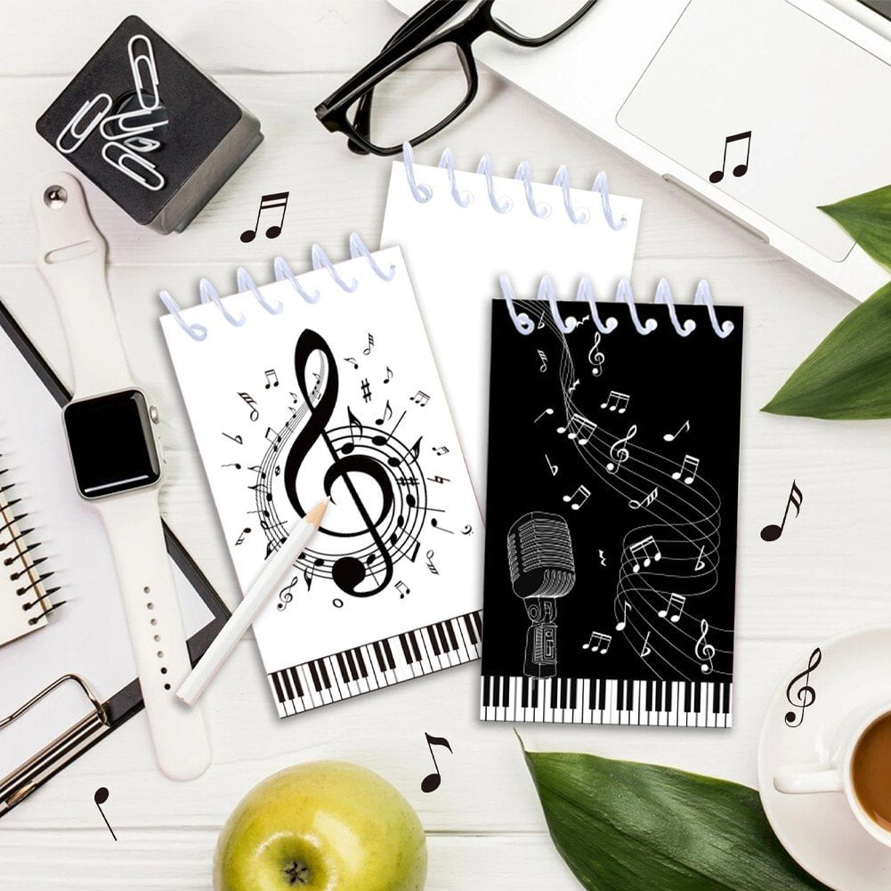 Mini Notebook, 16 Pcs Spiral Small Notebooks Memo Note Pads, Music Themed Pocket Notepad for Office Party Favor Gifts and Goodie Bags