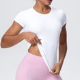 thumbnail image 4 of Besolor Workout Tops for Women Short Sleeve Shirts Summer Lightweight Breathable Yoga Shirts Stretch Slim Fitting Athletic Running Top, 4 of 6