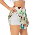 thumbnail image 2 of Bixox Women's Floral Vintage pattern 2 in 1 Running Shorts - Lightweight Athletic Workout Gym Yoga Shorts Liner with Pockets - Large, 2 of 7