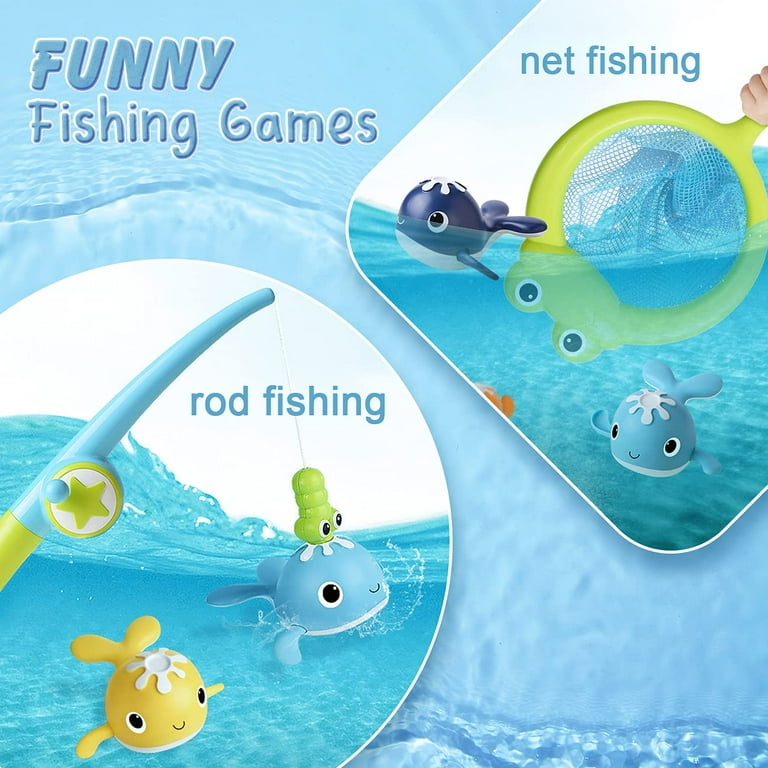 4pcs Floating Bath Toys,Floating Animals Bathtime Bathing Toys Children Fishing Net Catch Baby Toy, 4pcs/set Fishing Toy Set