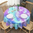 thumbnail image 3 of Colorful Tie Dye Pattern Round Tablecloth 60"x60",Wrinkle Wipeable Table Cloth for Kitchen Dining Room Picnic Patio Party, 3 of 6