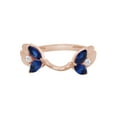 thumbnail image 1 of Marquise & Round Simulated Blue Sapphire & Cubic Zirconia Enhancer Guard 10k Rose Gold Ring Size - 7, 1 of 3