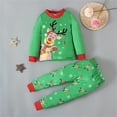 thumbnail image 2 of Tfken outfit set for child Boys Christmas 2Pc Long Sleeve Reindeer Print Sweatshirt Pant cute Green clothing sets Size 3-4 Years, 2 of 9