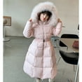 thumbnail image 5 of KAUOD Girls Quilted Parka Coats Winter Waterproof Padded Insulated Puffer Jackets Kids Long Faux-F𝐮r Hood down Outwear, 5 of 9