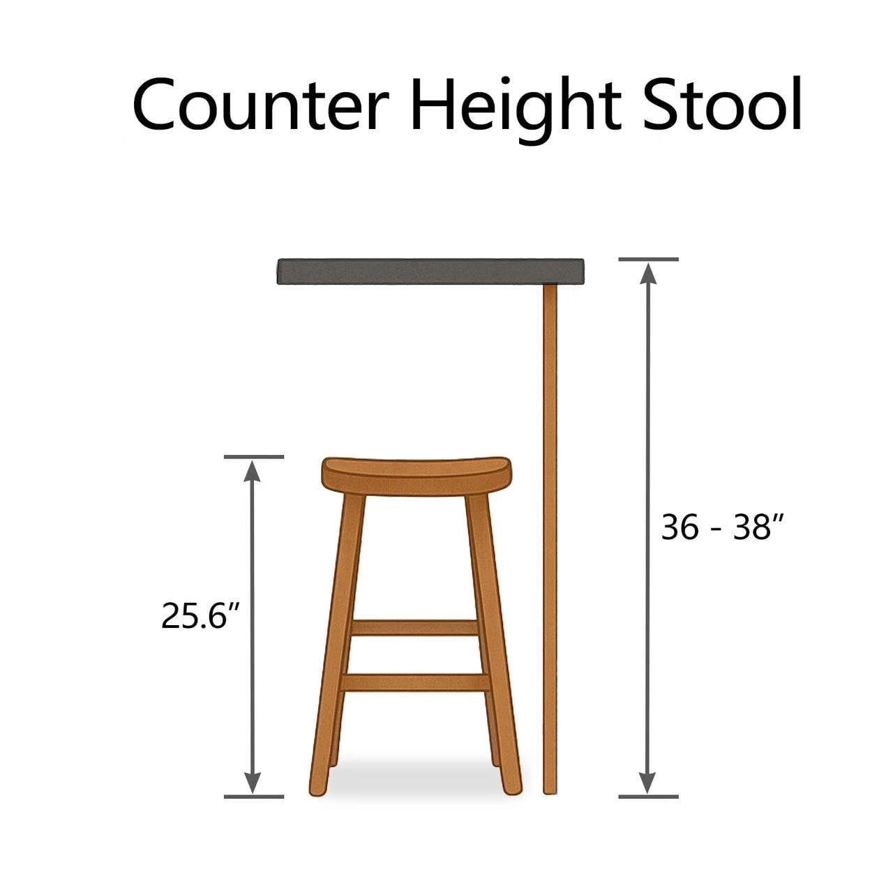 BAXMUY Set of 4 Counter Height Bar Stools, 25.6" Seat, Black, Solid Wood & Faux Leather Bar Chairs for Kitchen Island & Home Bar