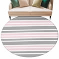 thumbnail image 2 of Pink and Round Living Room Rugs 5 ft, Gray Stripe Abstract Minimalist Modern Art Washable Area Rug with Non-Slip Sturdy Edge Binding Round Carpet for Entryway Kitchen Bedroom Bathroom, 2 of 9