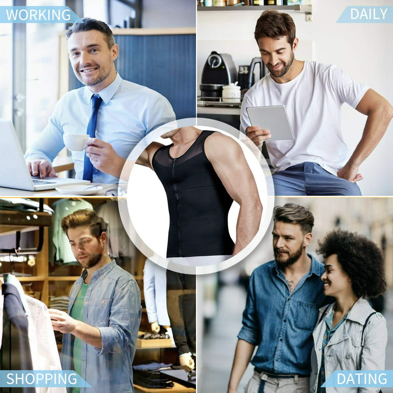 Confidence Booster Men's Chest Compression Shirt (M-3XL) Hide Gynecomastia  Moobs/Slimming Body Shaper Vest