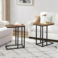 thumbnail image 6 of VECELO Set of 2 C-Shaped Sofa Side Table, Small End Table for Living Room, Narrow Bedside/TV Tray Table, Brown, 6 of 11