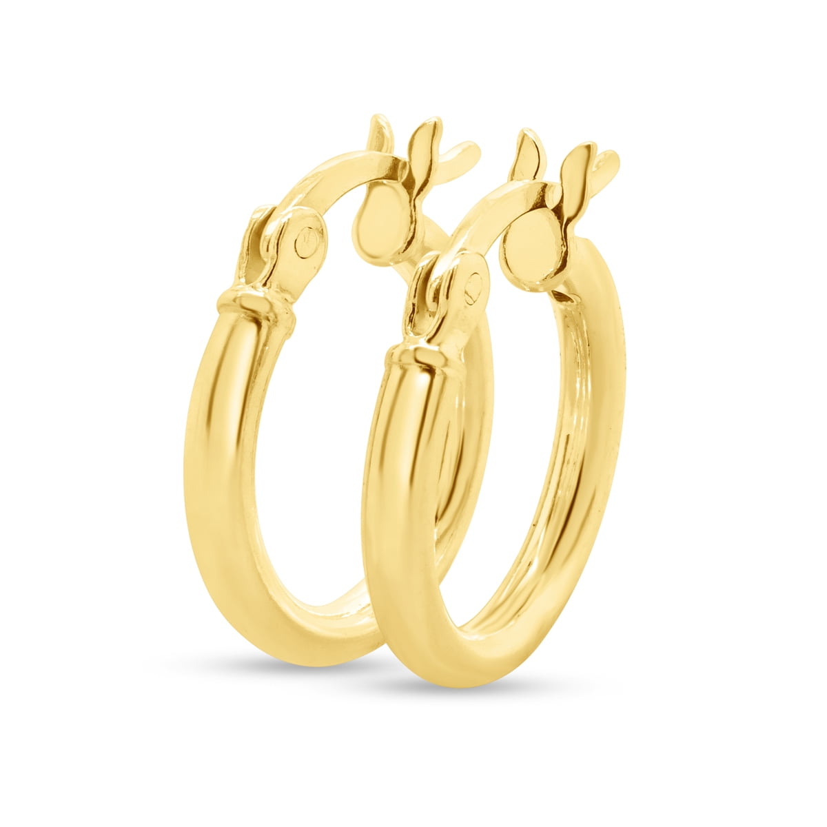 SuperJeweler 14MM Classic Hoop Earrings in 14 Karat Yellow Gold Over Sterling Silver for Women