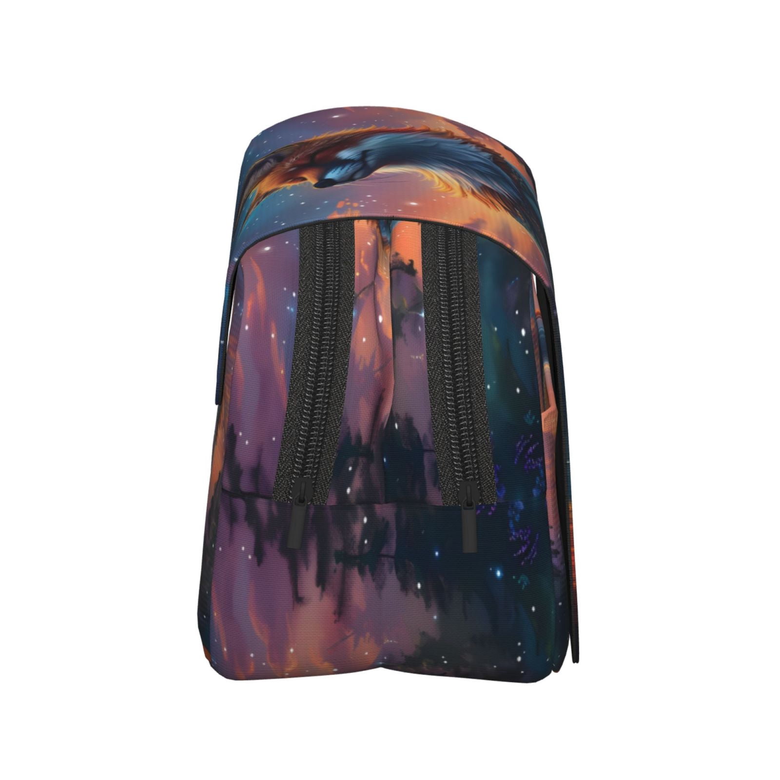 Rateoe Starry Sky Meditating Fox Pattern Double Clamshell Pen Case, Storage Organizer with Two Zipper Compartments– Holds Up to 50 Pencils & Pens