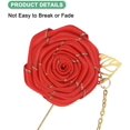 thumbnail image 2 of Rose Brooch Pin Cloth Flower with Gold Leaf Brooch, Lapel for Men Wedding Accessories, 2 of 5
