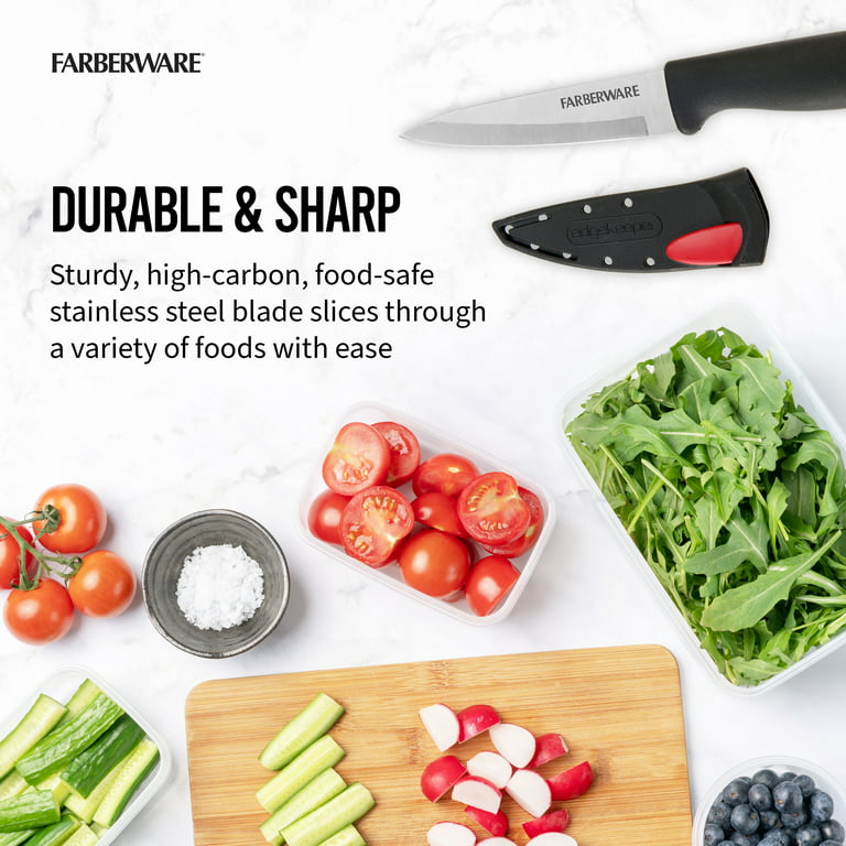 Farberware Edgekeeper 3.5-Inch Paring Knife with Self-Sharpening Blade  Cover, High Carbon-Stainless Steel Kitchen Knife with Ergonomic Handle