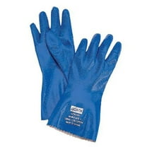 North by Honeywell Nitri-Knit Supported Nitrile Gloves, Pinked Cuff, Interlock Lined, Size 9, Blue
