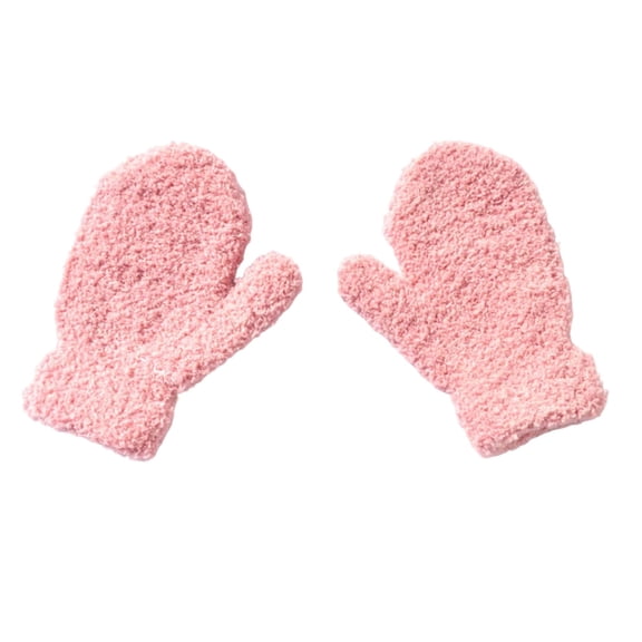 HNMKIU Warm Knitted Baby Mittens For Winter Cold Lined Thickened Toddler Handwear For 1 3 Years Old Light Pink,1-3 Years