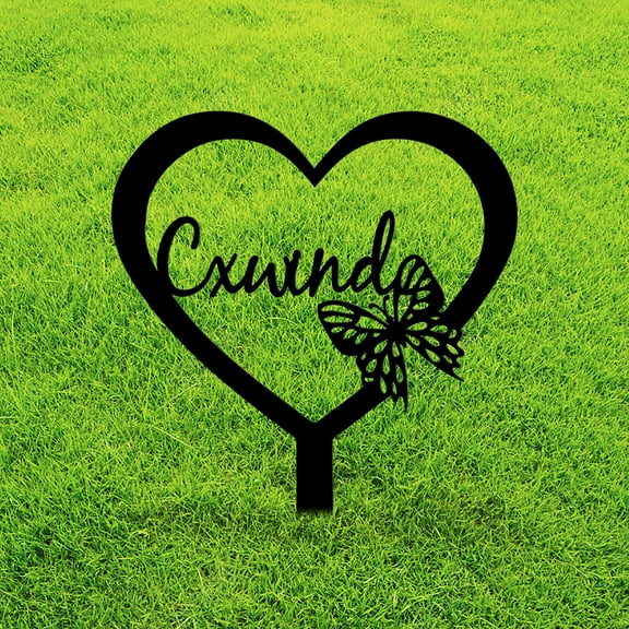 Custom Memorial Plaque, Personalized Garden Stake with Heart and Butterfly,Custom Name Cemetery Stake,Pet Grave Marker