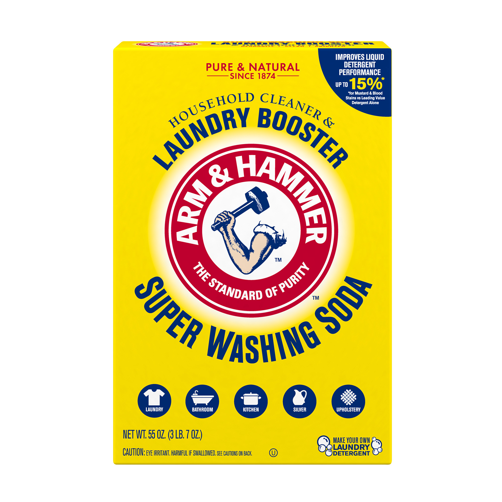 ARM & HAMMER Super Washing Soda Laundry Booster and Household All Purpose Cleaner Powder, 55 oz Box - image 4 of 13
