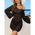 thumbnail image 6 of Charmo Womens V Neck Swim Cover Up Hollow Out Swimwear Tie Back Bikini Beachwear, 6 of 7
