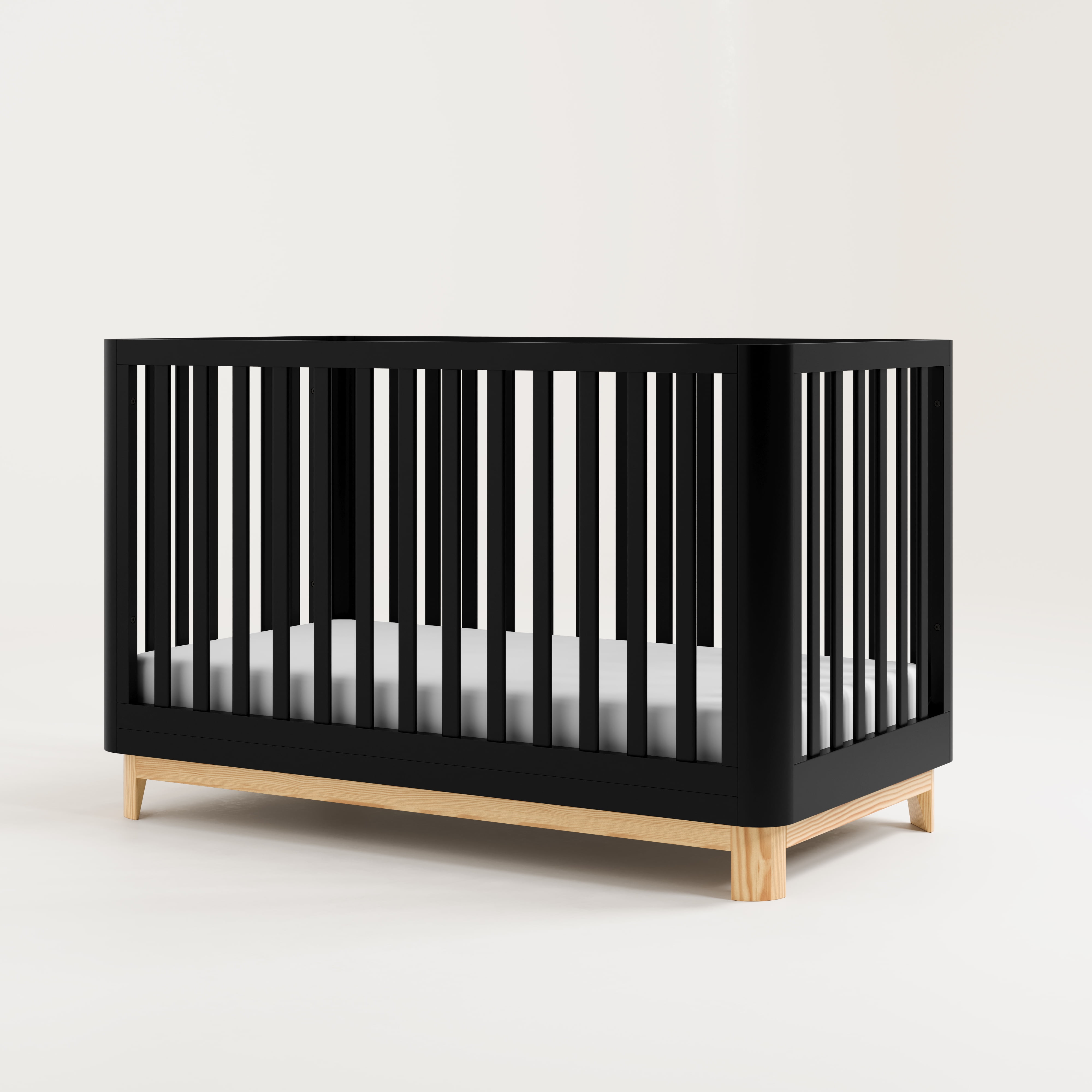 Storkcraft Santos 3-in-1 Convertible Baby Crib, Black with Natural