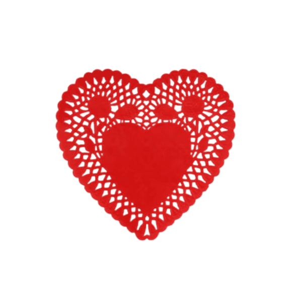 30-Piece Red Heart-Shaped Paper Doilies, 6 in – Valentine’s Day Party & Dessert Decor