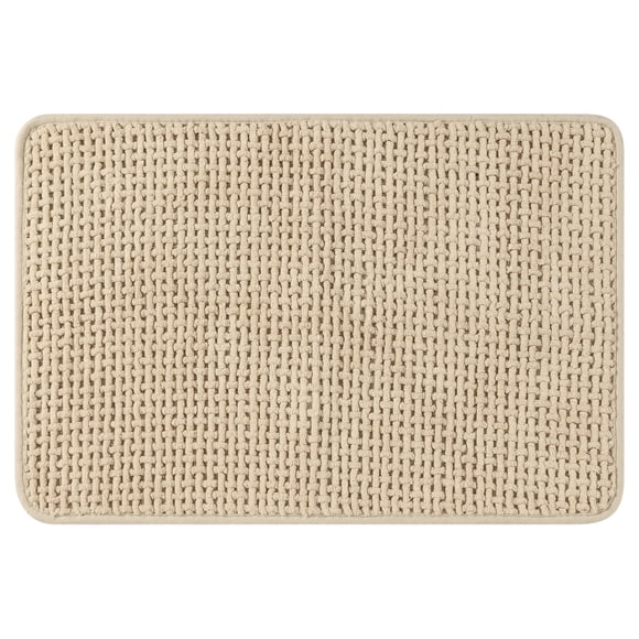 Alfombrillas de baño de chenilla REGALWOVEN, alfombra antideslizante para el suelo del baño, ducha, tocador beige 16" x 24"