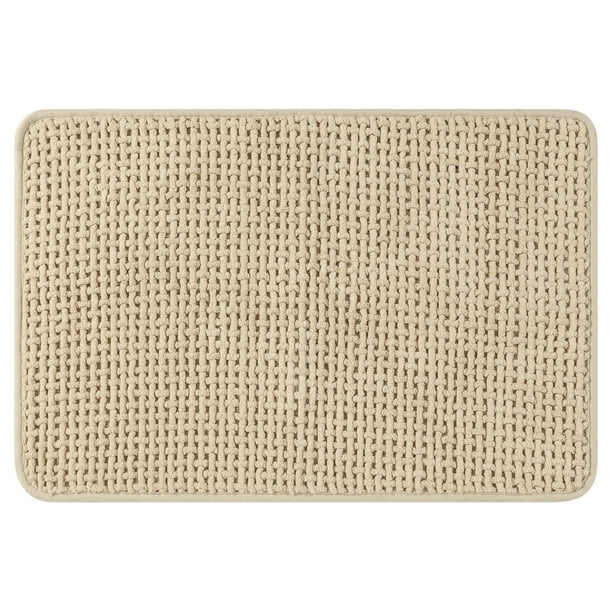 Alfombrillas de baño de chenilla REGALWOVEN, alfombra antideslizante para el suelo del baño, ducha, tocador beige 16" x 24"