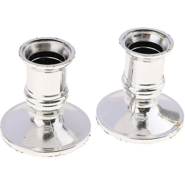 2 Pieces Candle Holder Candlestick Candlestick Base Wedding Decoration - Silver