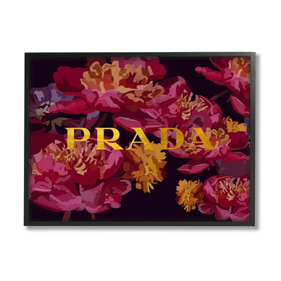 Stupell Industries Glam Peonies Pattern Botanical & Floral Painting Black Framed Art Print Wall Art, 14 x 11