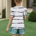 thumbnail image 4 of jobturf Shirts for Girls Cute Puff Short Sleeve Tops Holiday Beach Vacation Pullover Summer Fashion Striped Blouses Size 4-15 Years, 4 of 5