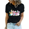 thumbnail image 2 of TrendVibe365 Easter Women Blouses Casual Gnomes Easter Eggs Bunny Rabbit Flower Holiday Gifts Blouses Crew Neck Tshirts Short Sleeve Pullovers Summer Trendy Dressy Tees Outfit Black M(US=6), 2 of 7