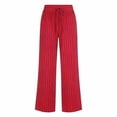 thumbnail image 4 of Womens Sweatpants Linen High Waist Elastic Summer Beach Casual Wide Leg Sweatpants Women Red M, 4 of 4