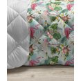 thumbnail image 3 of Flamingo Down Alternative Comforter, Drawing Style Island Foliage Nature Orchid Flowers and Palm Leaves, Microfiber Quilt for All Season, 5 Sizes, Coral Black Grey, by Ambesonne, 3 of 3