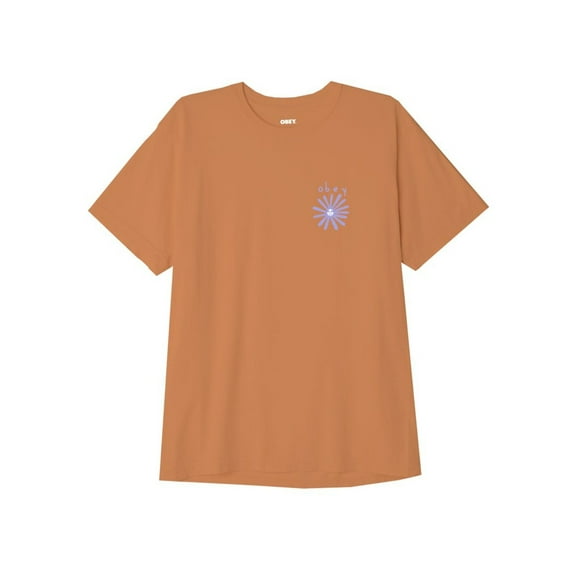 Obey Mens Obey Flower Icon T-Shirt Orange Oxide 163003242