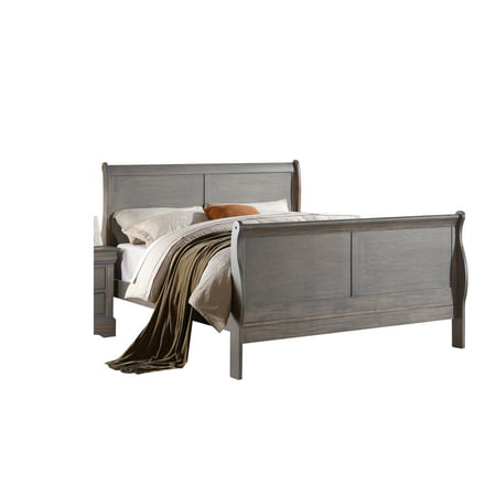 ACME Louis Philippe III Queen Sleigh Bed in Antique Gray, Multiple Sizes - www.bagsaleusa.com