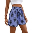 thumbnail image 2 of Women'S Floral Printed Shorts Elastic High Waist Wide Leg Flowy Boho Shorts M, 2 of 8