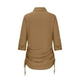thumbnail image 5 of Lovzfmll Women's Dresses Lightweight Fashion Fall Long Sleeved Solid Color Casual Comfortable V-Neck Button Up Collar with Drawstring On Both Sides Mini Shirt Dress Khaki XL, 5 of 6